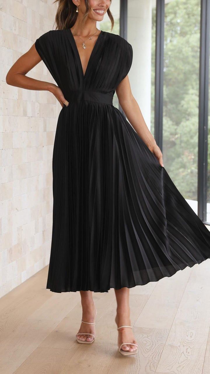 Bettina | Damen Klassisches Gefaltetes Maxikleid