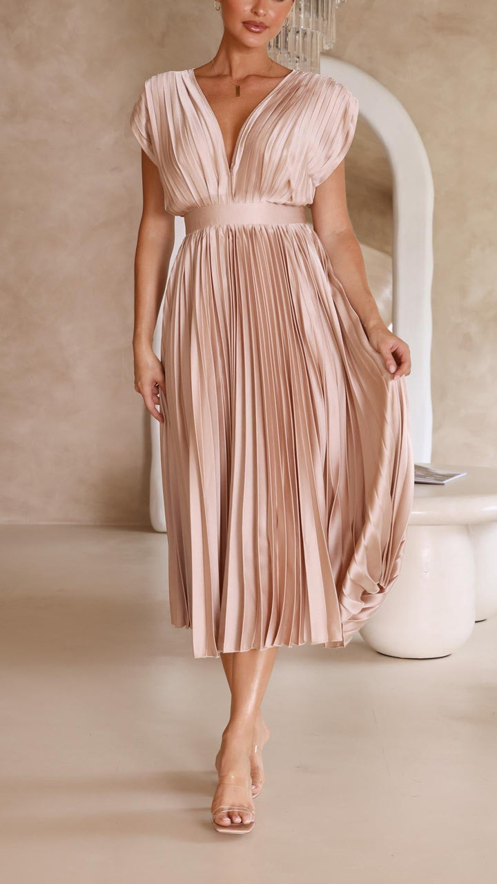 Bettina | Damen Klassisches Gefaltetes Maxikleid