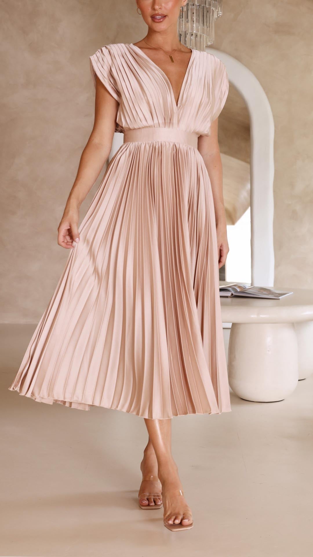 Bettina | Damen Klassisches Gefaltetes Maxikleid