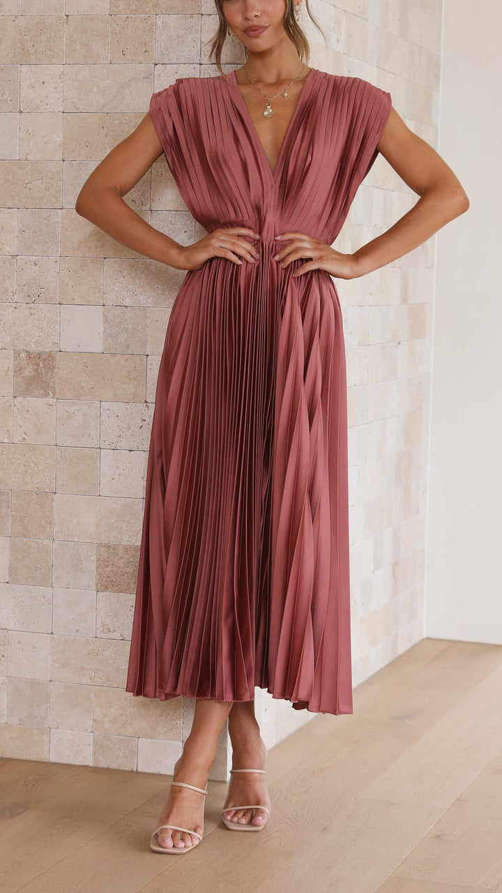 Bettina | Damen Klassisches Gefaltetes Maxikleid