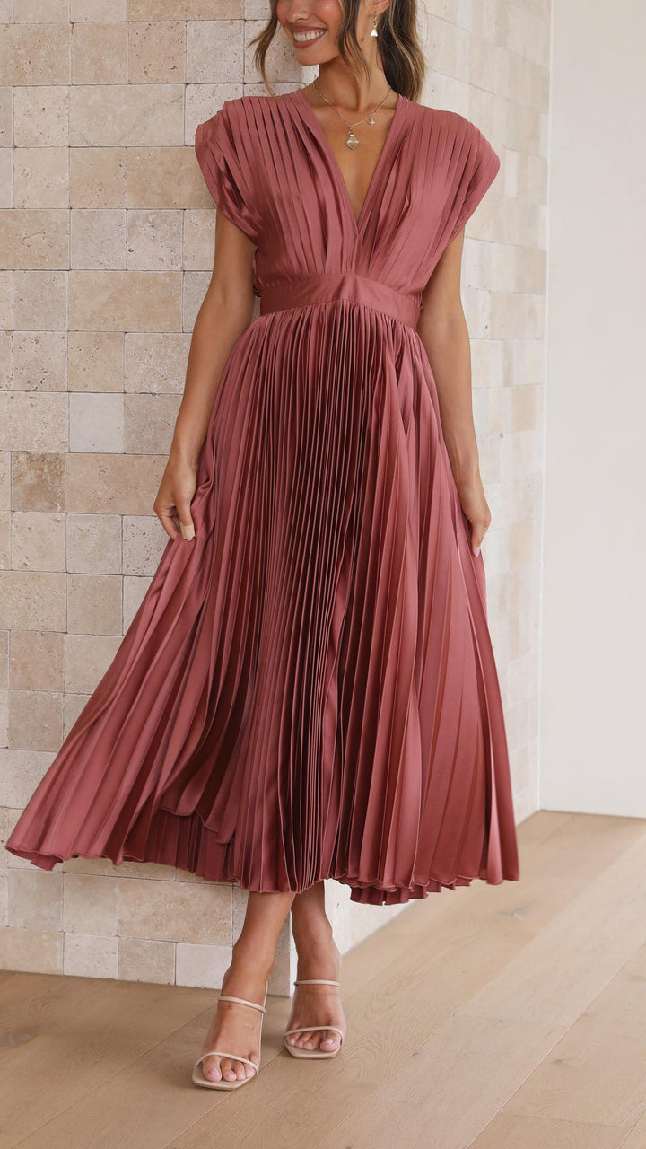 Bettina | Damen Klassisches Gefaltetes Maxikleid