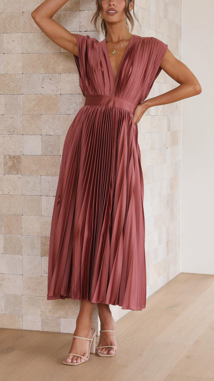 Bettina | Damen Klassisches Gefaltetes Maxikleid