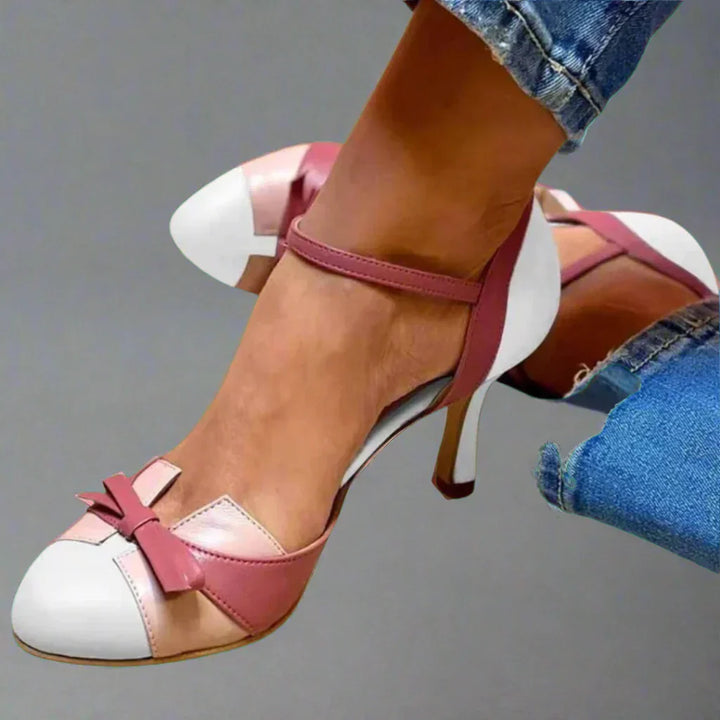 Barbara | Damen Klassische Pumps mit Schleifenriemen und mittlerem Absatz