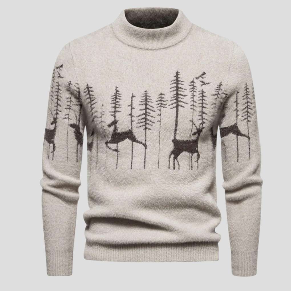 Hans | Herren-Weihnachtspullover mit Rentier- und Waldmotiv