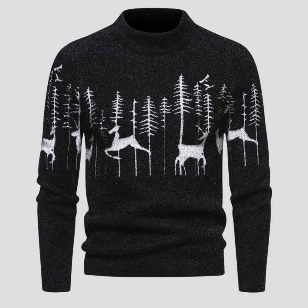 Hans | Herren-Weihnachtspullover mit Rentier- und Waldmotiv