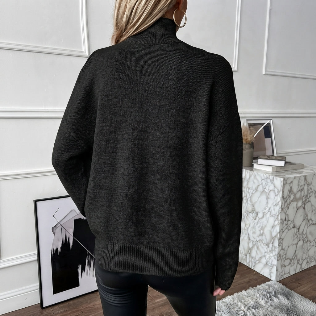 Bettina | Damen Off-Shoulder Rollkragenpullover Aus Strick