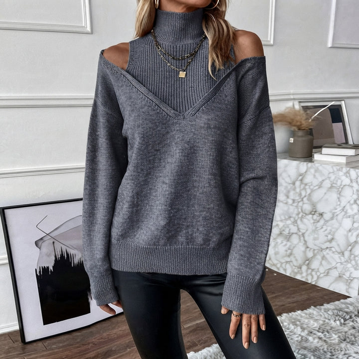 Bettina | Damen Off-Shoulder Rollkragenpullover Aus Strick