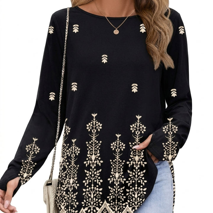 Leonie | Damen Tunika mit buntem Mandala-Druck und 3/4-Ärmeln
