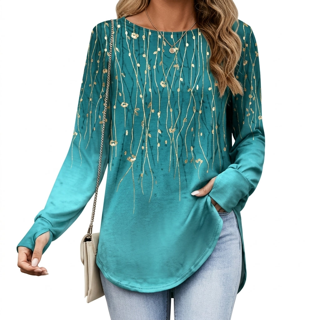 Leonie | Damen Tunika mit buntem Mandala-Druck und 3/4-Ärmeln