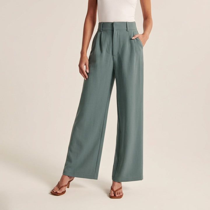 Greta | Damen Hochbund-Stoffhose Gerader Schnitt Elegant