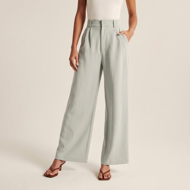 Greta | Damen Hochbund-Stoffhose Gerader Schnitt Elegant