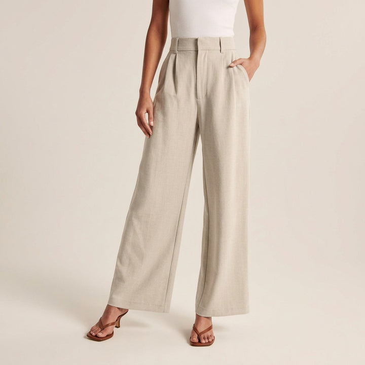 Greta | Damen Hochbund-Stoffhose Gerader Schnitt Elegant
