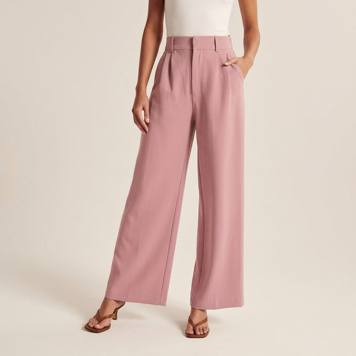 Greta | Damen Hochbund-Stoffhose Gerader Schnitt Elegant