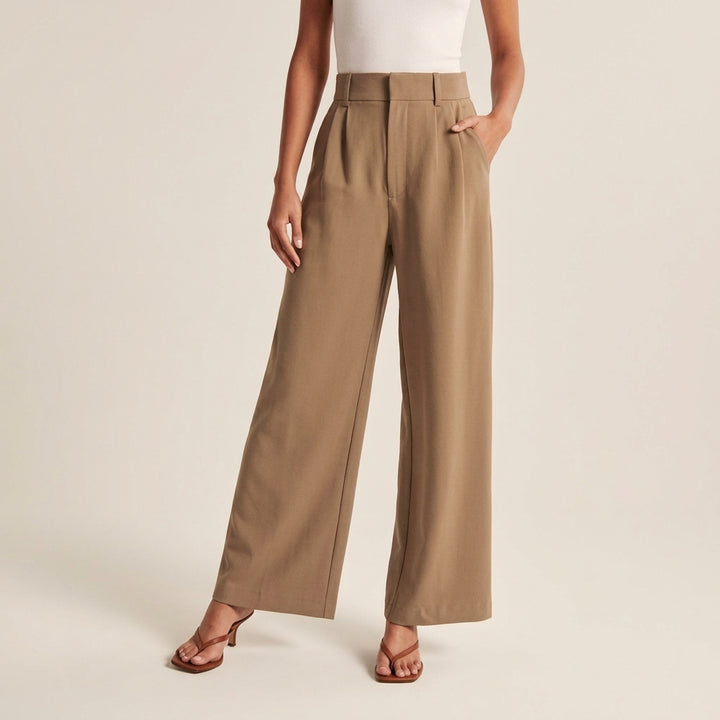 Greta | Damen Hochbund-Stoffhose Gerader Schnitt Elegant