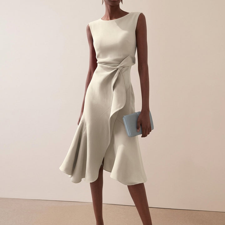 Beatrice | Damen Drapiertes Asymmetrisches Midikleid