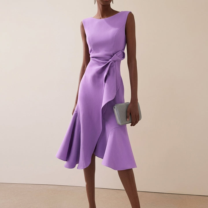 Beatrice | Damen Drapiertes Asymmetrisches Midikleid