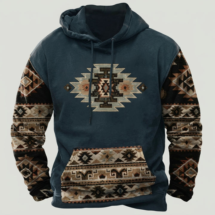 Heinrich | Herren Winter-Kapuzenpullover mit Tribal-Muster-Detail