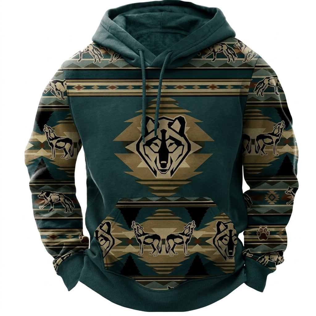 Heinrich | Herren Winter-Kapuzenpullover mit Tribal-Muster-Detail