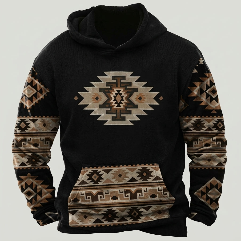 Heinrich | Herren Winter-Kapuzenpullover mit Tribal-Muster-Detail