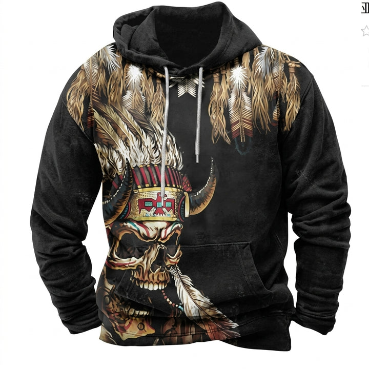 Heinrich | Herren Winter-Kapuzenpullover mit Tribal-Muster-Detail