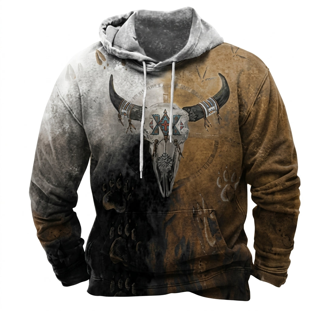Heinrich | Herren Winter-Kapuzenpullover mit Tribal-Muster-Detail