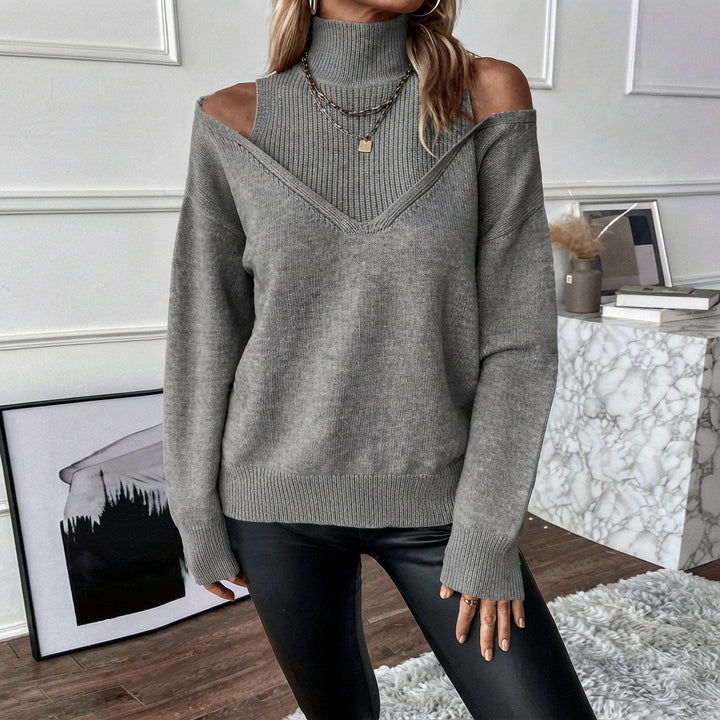 Bettina | Damen Off-Shoulder Rollkragenpullover Aus Strick