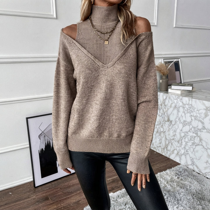 Bettina | Damen Off-Shoulder Rollkragenpullover Aus Strick