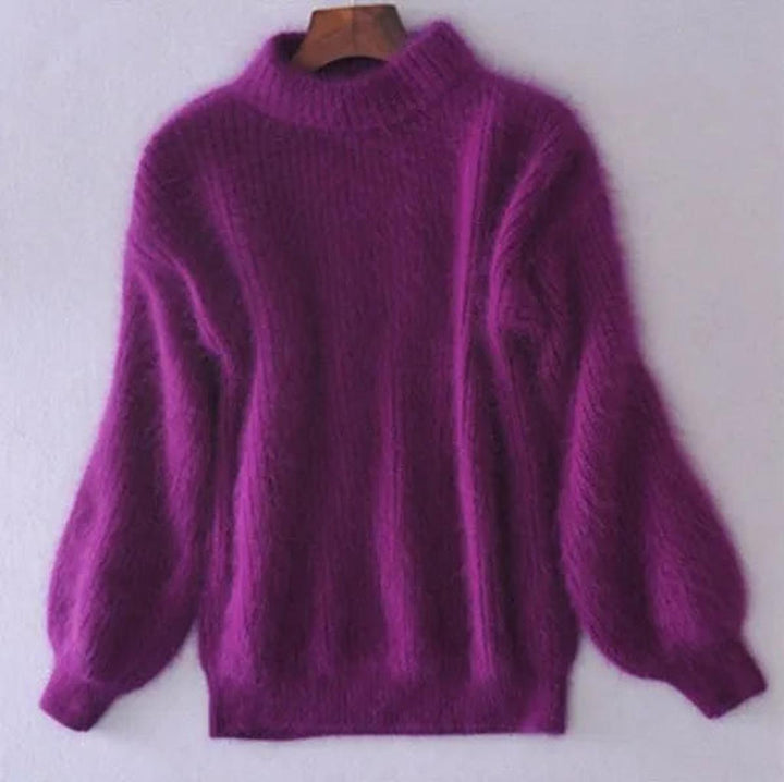 Emilia | Damen Weicher Flauschiger Winterpullover mit hohem Kragen