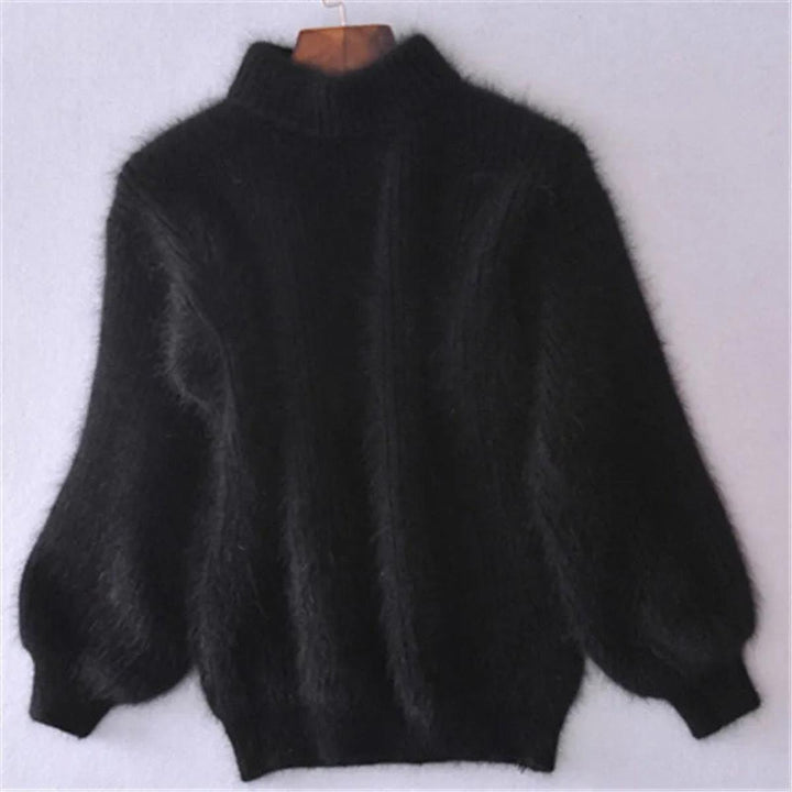 Emilia | Damen Weicher Flauschiger Winterpullover mit hohem Kragen