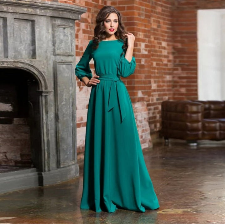Doris | Damen Maxikleid für Hochzeitsgäste mit fließenden Ärmeln