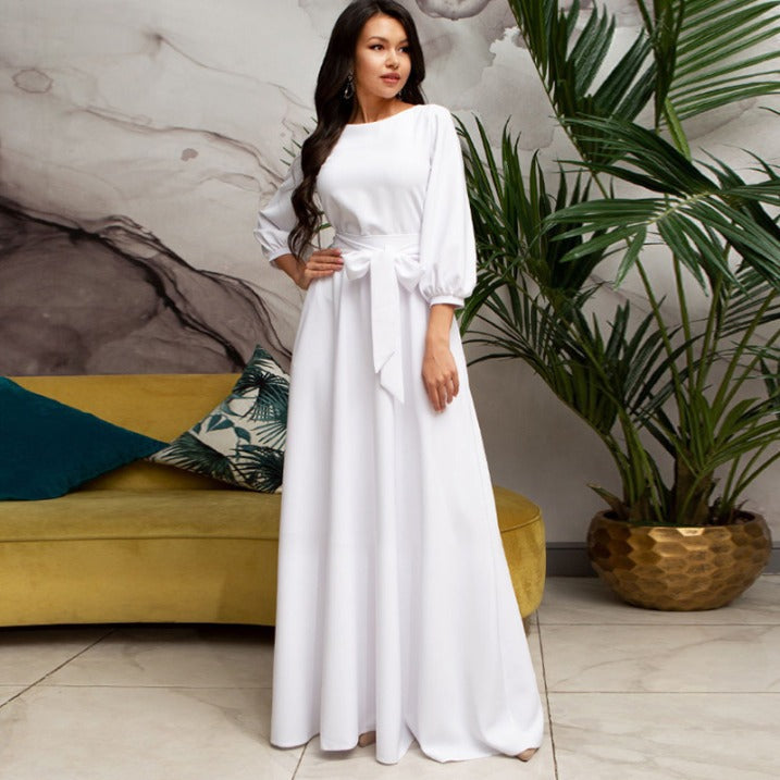 Doris | Damen Maxikleid für Hochzeitsgäste mit fließenden Ärmeln