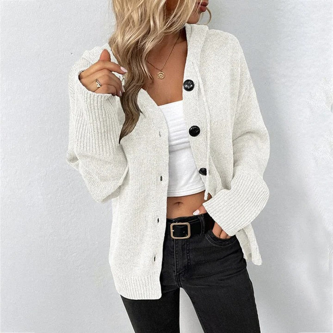 Gudrun | Damen Freizeit-Strickjacke mit Knopfleiste vorne