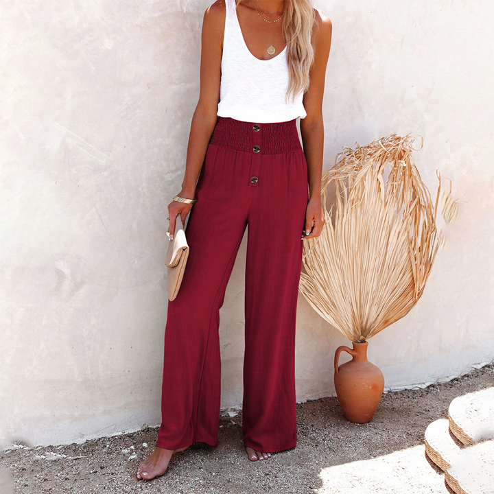 Julia | Damen Bequeme High-Waist Hosen mit weitem Bein