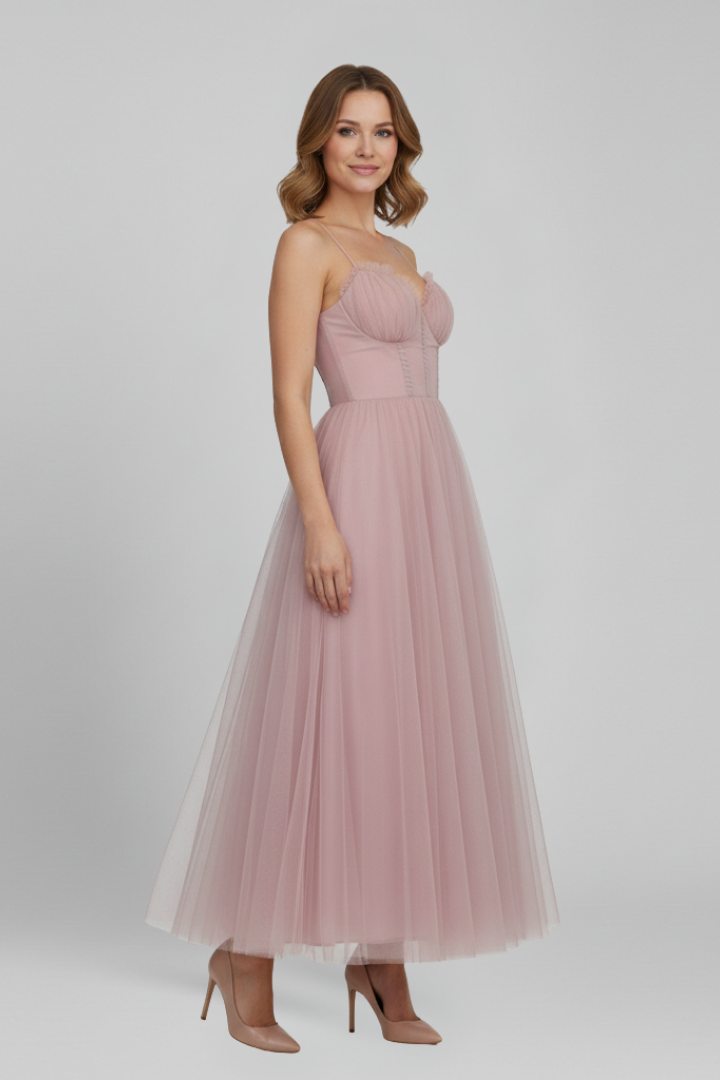 Anna | Damenkleid mit trägerlosem Oberteil und Tüllrock