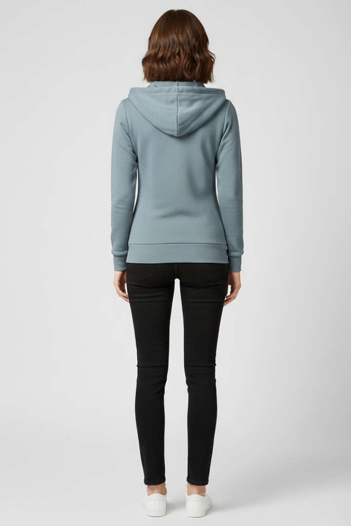 Eva | Damen Hoodie mit Frontreißverschluss und Kängurutaschen