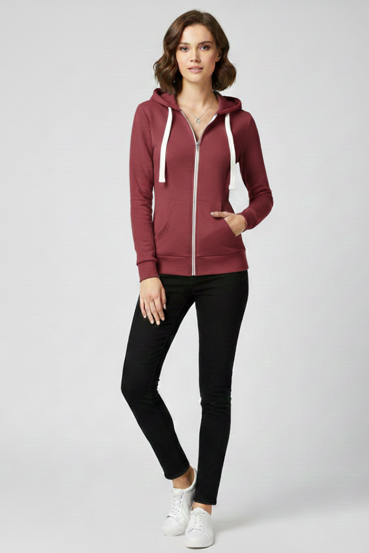 Eva | Damen Hoodie mit Frontreißverschluss und Kängurutaschen