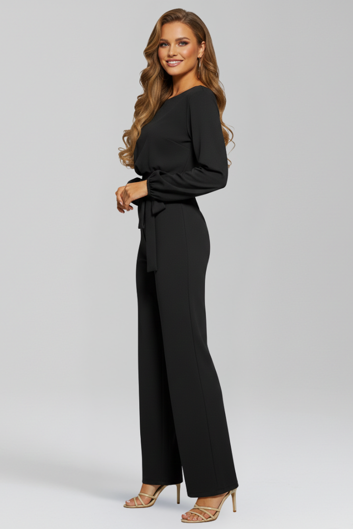 Hanna | Damen Wickel-Front Taillierter Wide-Leg Jumpsuit