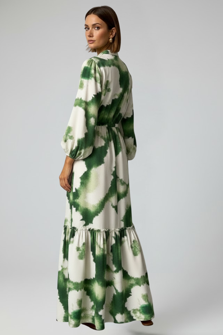 Jessica | Damen Maxikleid mit V-Ausschnitt und langen Ärmeln