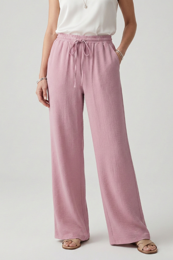 Bettina | Damen Freizeit-Palazzohose mit Kordelzugbund und Seitentaschen