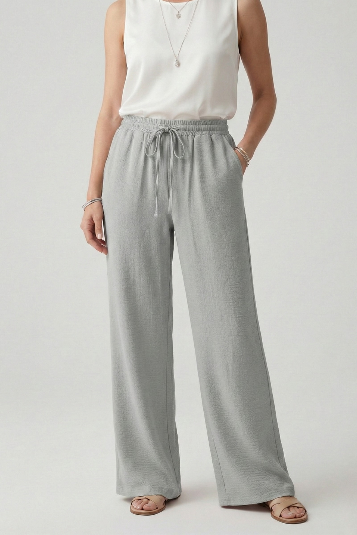 Bettina | Damen Freizeit-Palazzohose mit Kordelzugbund und Seitentaschen