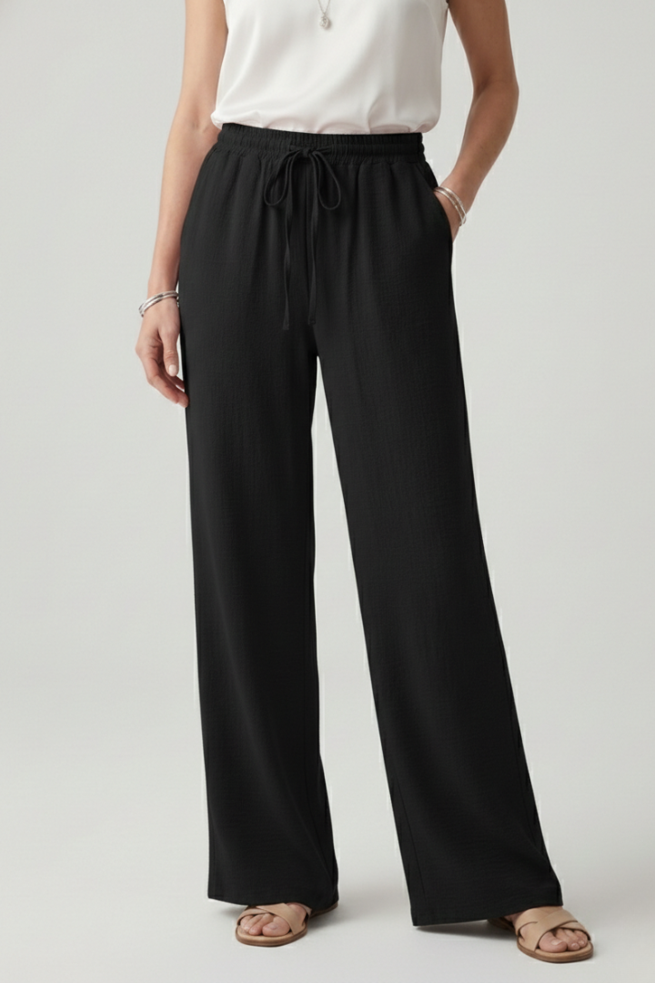 Bettina | Damen Freizeit-Palazzohose mit Kordelzugbund und Seitentaschen