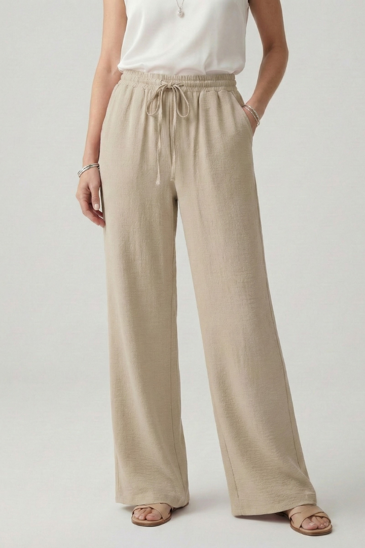 Bettina | Damen Freizeit-Palazzohose mit Kordelzugbund und Seitentaschen