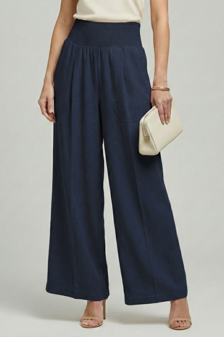 Carolin | Damen Palazzohose mit Hoher Taille und Falten