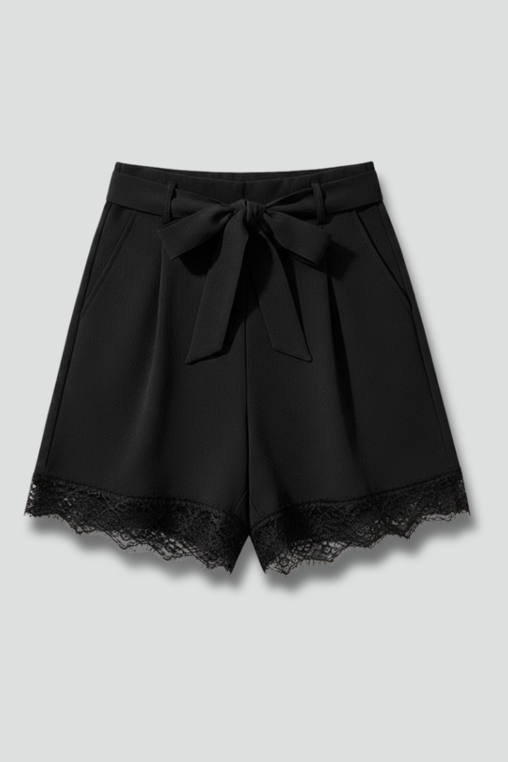 Emma | Damen-Shorts mit Bindebund und Besatzdetail