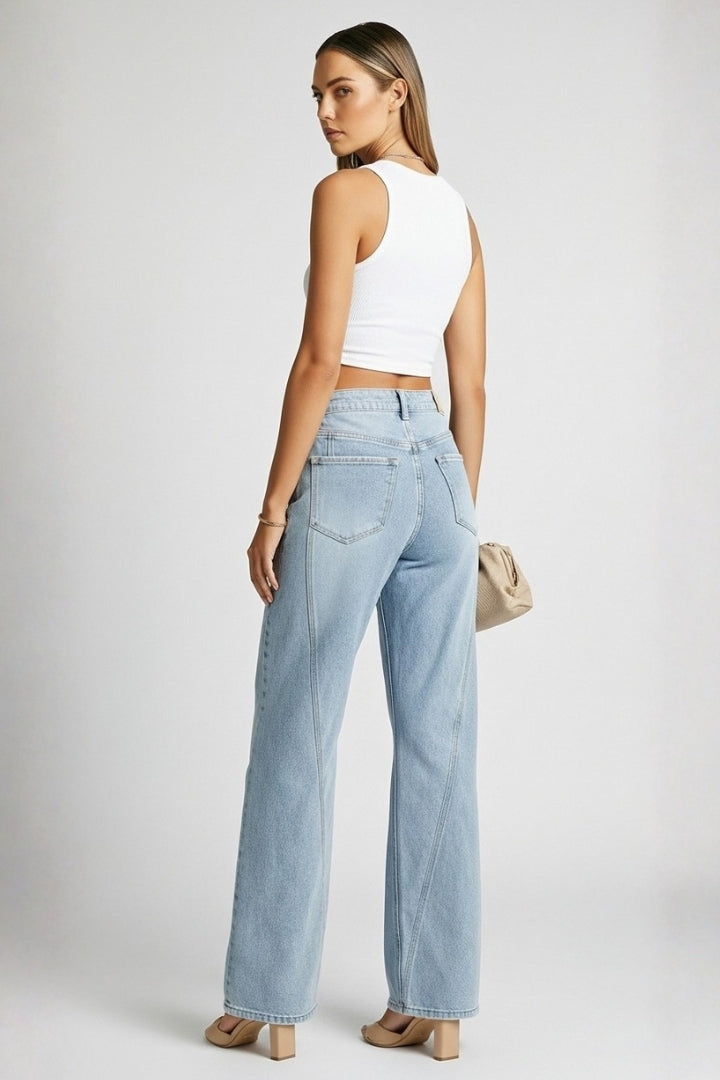 Doris | Damen High-Waist Klassische Straight-Leg Denim Jeans