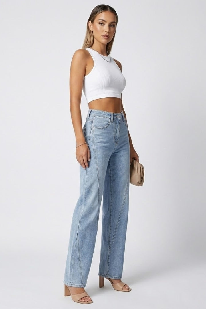 Doris | Damen High-Waist Klassische Straight-Leg Denim Jeans