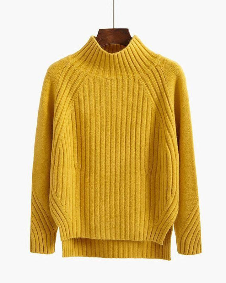 Beatrice | Damen Gerippter Winterpullover mit hohem Kragen