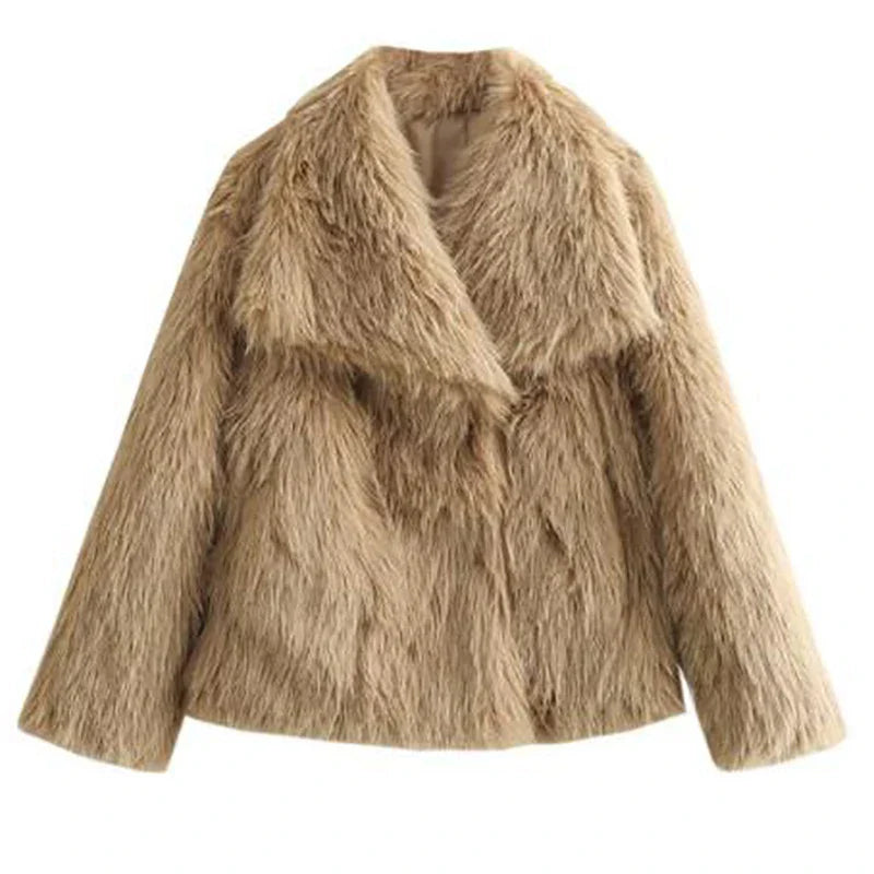 Doris | Damen Gemütliche Kurze Winterjacke aus Kunstfell