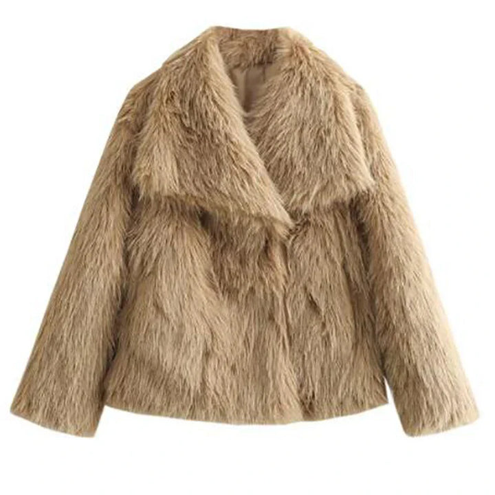 Doris | Damen Gemütliche Kurze Winterjacke aus Kunstfell