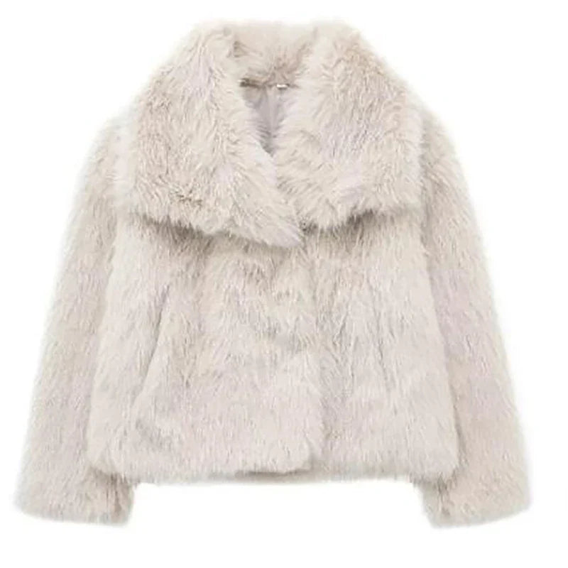 Doris | Damen Gemütliche Kurze Winterjacke aus Kunstfell